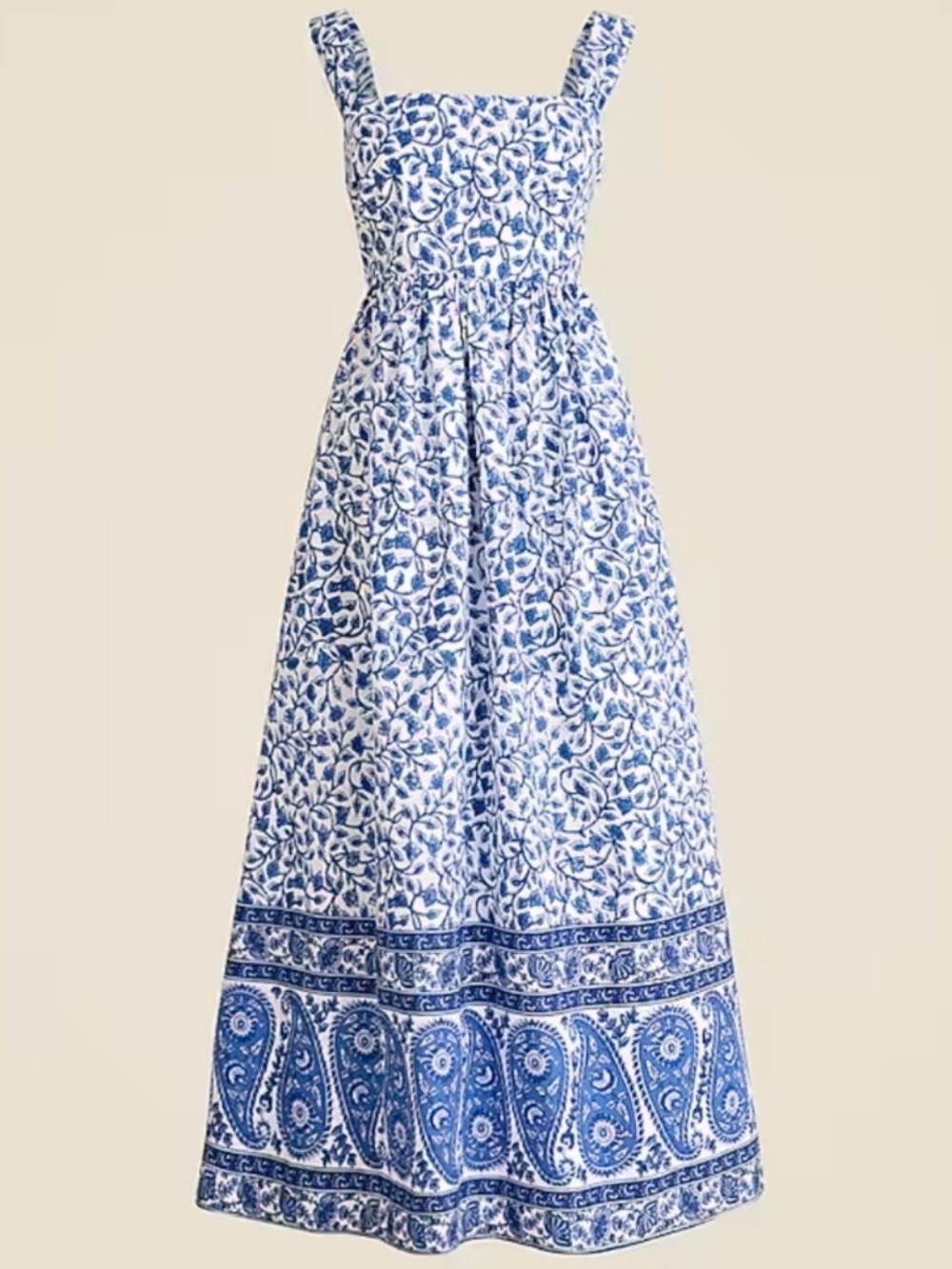 J. Crew Blue and White Floral Maxi Dress 10